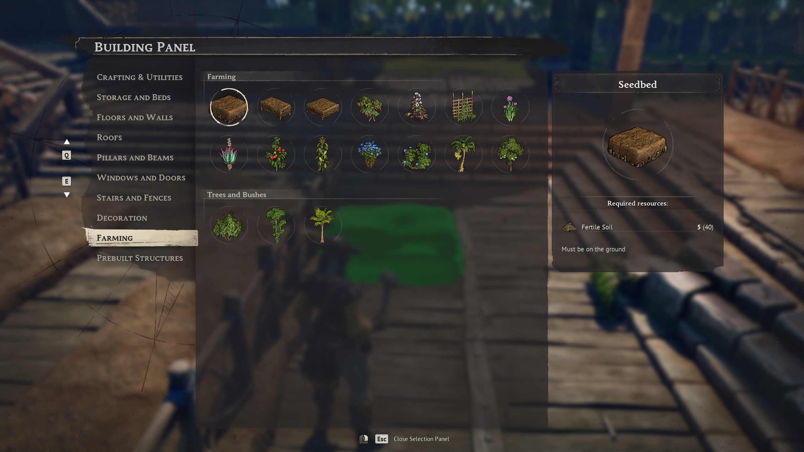 Seedbed in building menu