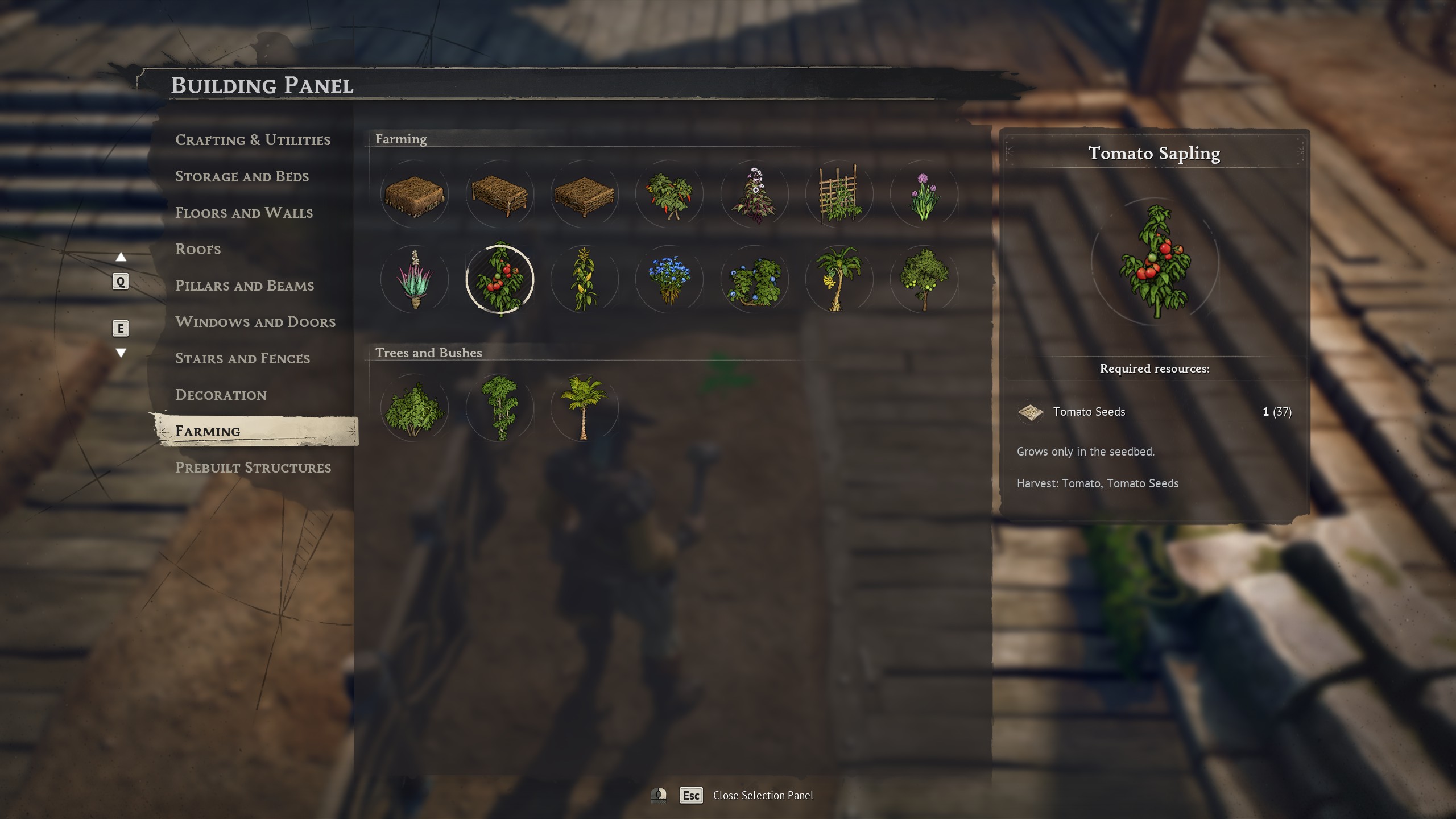 Seedbed in building menu