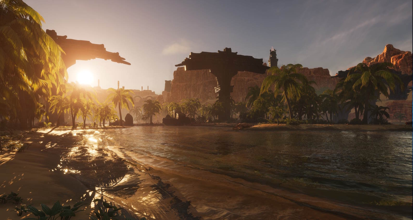 Conan Exiles Enhanced looking over ruins next to a river