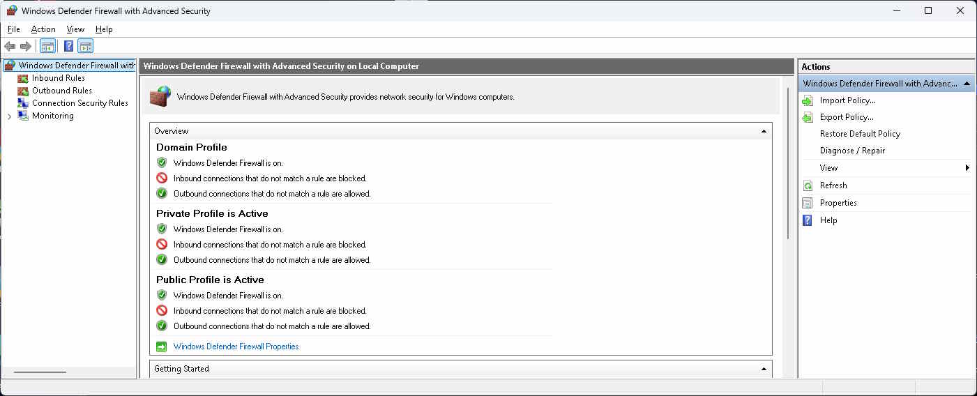 Windows Firewall console
